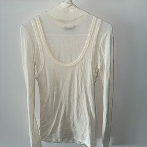 Zara Off-White Long Sleeve Women's Tee
